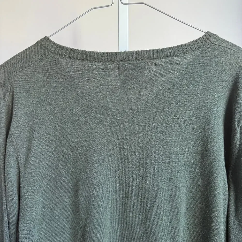 Sonoma Cotton Relaxed Academia Coastal Earth Colors V-Neck‎ Sweater XL Green